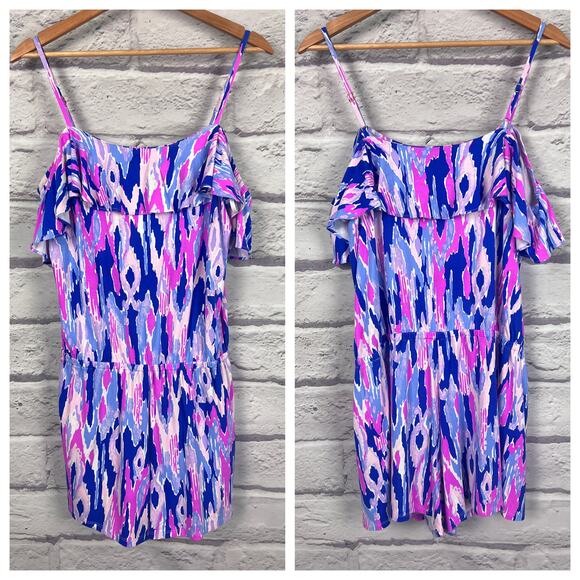 Lilly Pulitzer Women’s M Amethyst Klea Cold Shoulder Romper Boho Resort Tropical - Picture 11 of 11